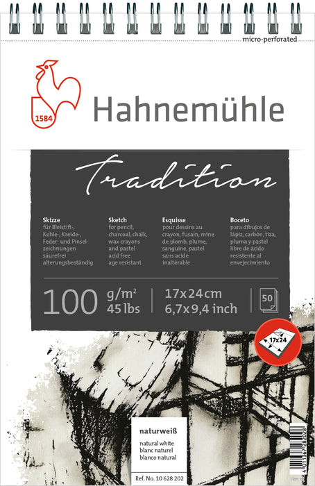 Hahnemühle Sketch Paper - Tradition - 100 gsm - Spiral Bounded
