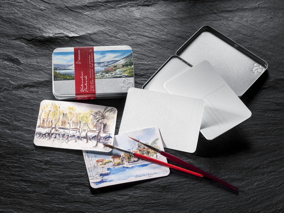 Hahnemühle Watercolour Postcards in Metal Box - Cold-Pressed and Rough 230 gsm (Postcard)