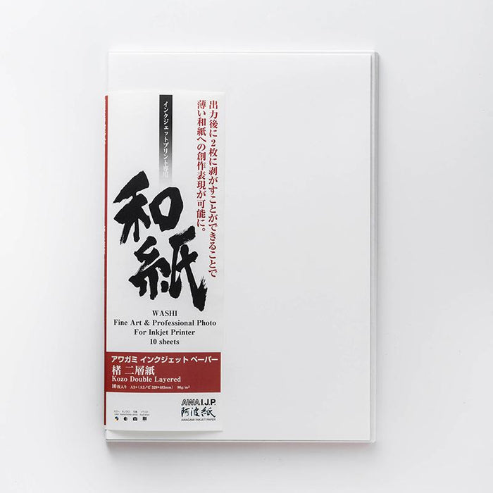 Awagami FineArt Kozo Double-Layered 96gsm / 30gsm (For Extra-Thin Prints) - A3+ - (10 Sheets)